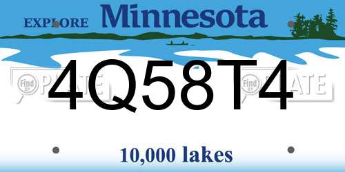 4Q58T4 Minnesota License Plate