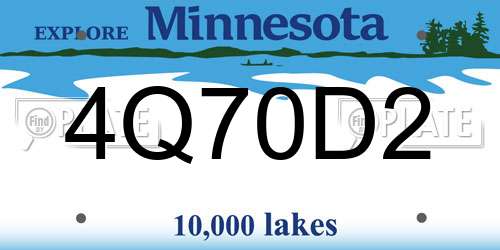 4Q70D2 Minnesota License Plate