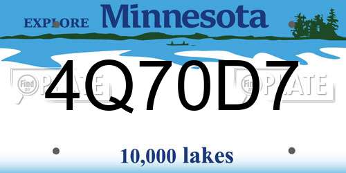 4Q70D7 Minnesota License Plate