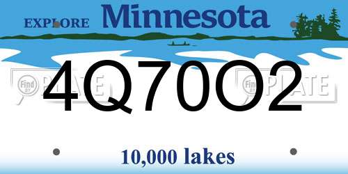 4Q70O2 Minnesota License Plate