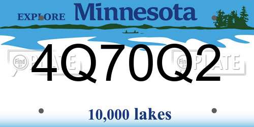 4Q70Q2 Minnesota License Plate