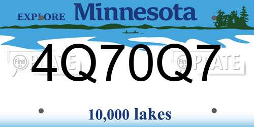4Q70Q7 Minnesota License Plate
