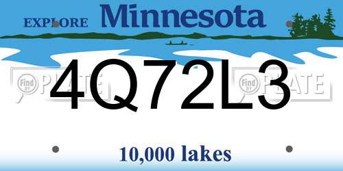 4Q72L3 Minnesota License Plate