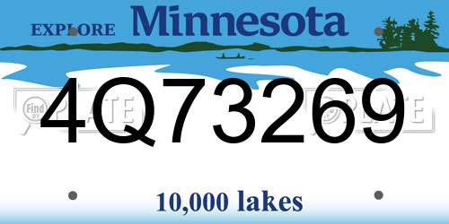 4Q73269 Minnesota License Plate