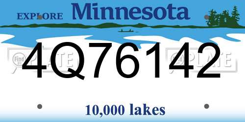 4Q76142 Minnesota License Plate