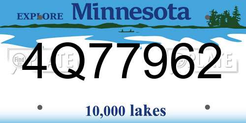 4Q77962 Minnesota License Plate
