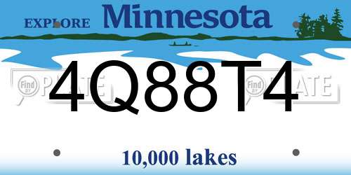 4Q88T4 Minnesota License Plate