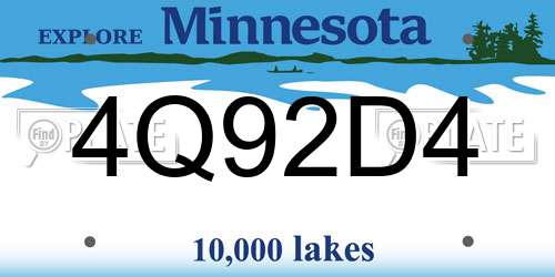 4Q92D4 Minnesota License Plate