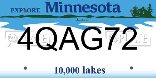 4QAG72 Minnesota License Plate