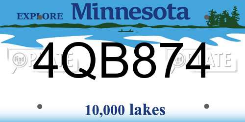 4QB874 Minnesota License Plate