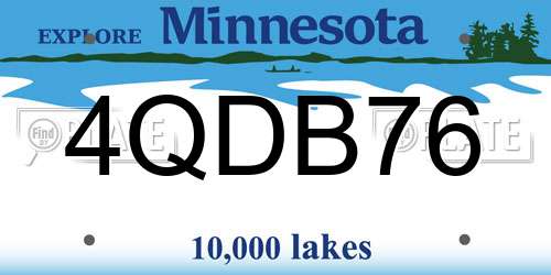 4QDB76 Minnesota License Plate