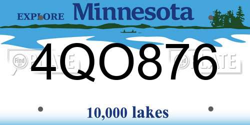 4QO876 Minnesota License Plate