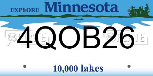4QOB26 Minnesota License Plate