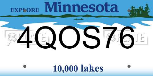 4QOS76 Minnesota License Plate