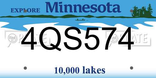 4QS574 Minnesota License Plate