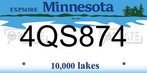 4QS874 Minnesota License Plate