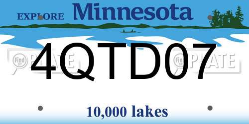 4QTD07 Minnesota License Plate