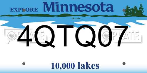 4QTQ07 Minnesota License Plate