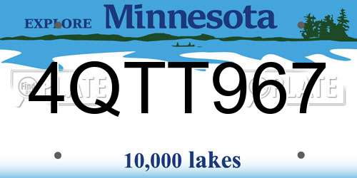 4QTT967 Minnesota License Plate