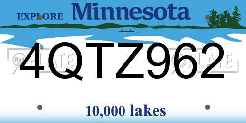 4QTZ962 Minnesota License Plate