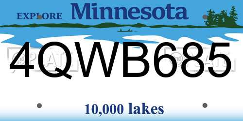 4QWB685 Minnesota License Plate