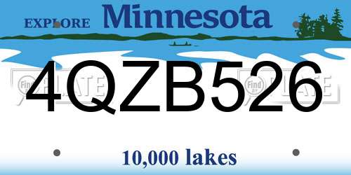 4QZB526 Minnesota License Plate