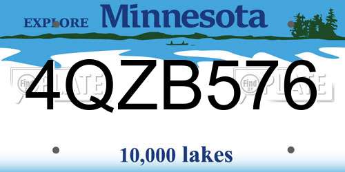 4QZB576 Minnesota License Plate