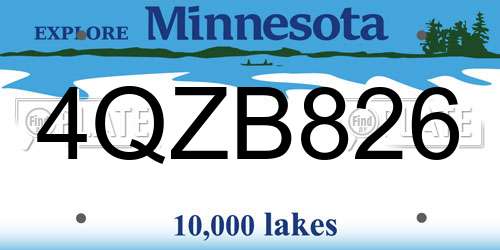 4QZB826 Minnesota License Plate