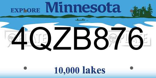 4QZB876 Minnesota License Plate