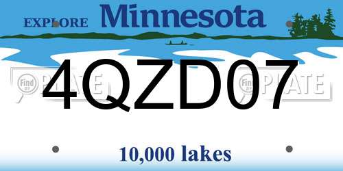 4QZD07 Minnesota License Plate