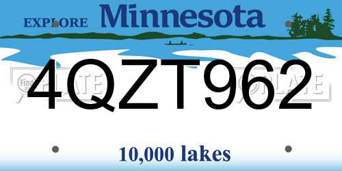 4QZT962 Minnesota License Plate