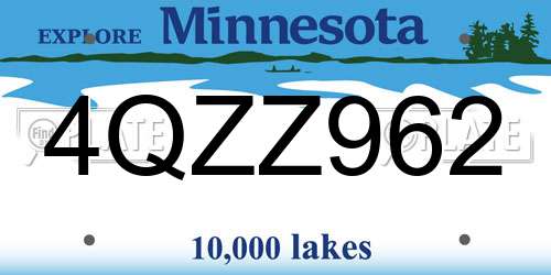 4QZZ962 Minnesota License Plate