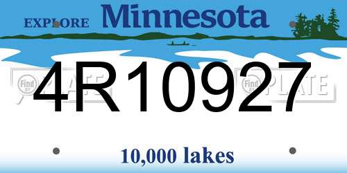 4R10927 Minnesota License Plate