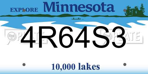 4R64S3 Minnesota License Plate