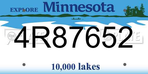 4R87652 Minnesota License Plate