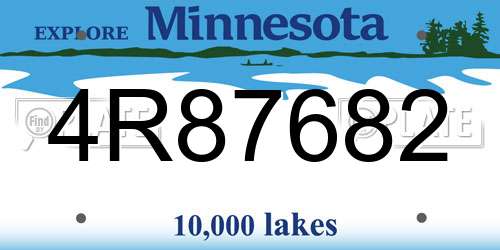 4R87682 Minnesota License Plate