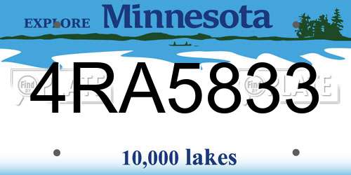 4RA5833 Minnesota License Plate