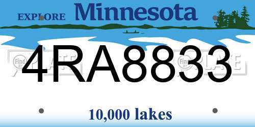 4RA8833 Minnesota License Plate