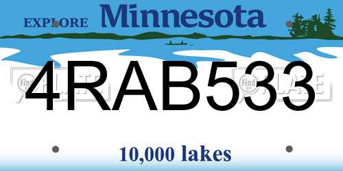 4RAB533 Minnesota License Plate