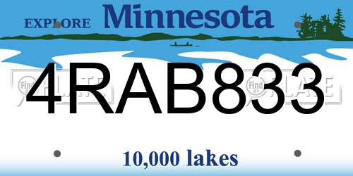 4RAB833 Minnesota License Plate