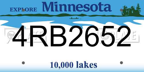 4RB2652 Minnesota License Plate