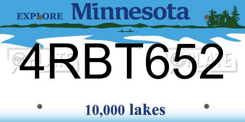 4RBT652 Minnesota License Plate