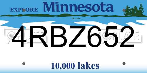 4RBZ652 Minnesota License Plate