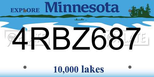 4RBZ687 Minnesota License Plate