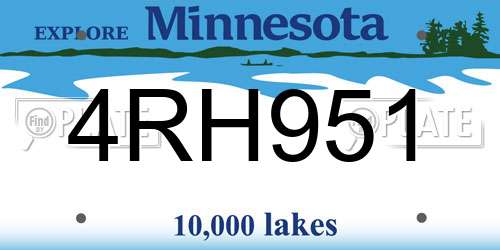 4RH951 Minnesota License Plate