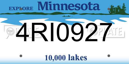 4RI0927 Minnesota License Plate