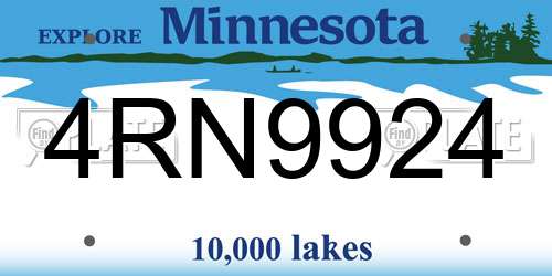 4RN9924 Minnesota License Plate