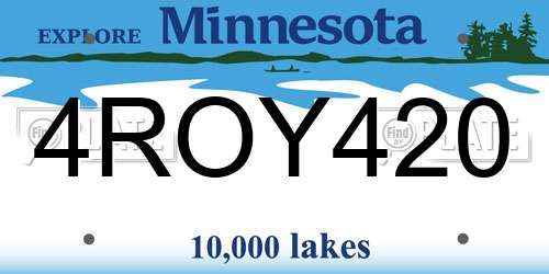 4ROY420 Minnesota License Plate