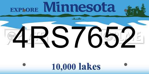 4RS7652 Minnesota License Plate