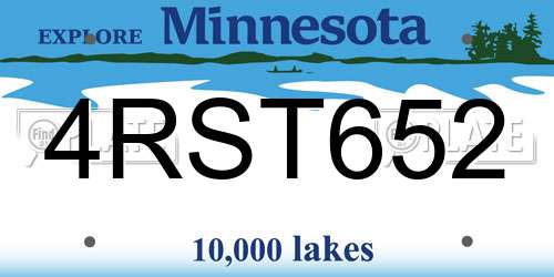 4RST652 Minnesota License Plate